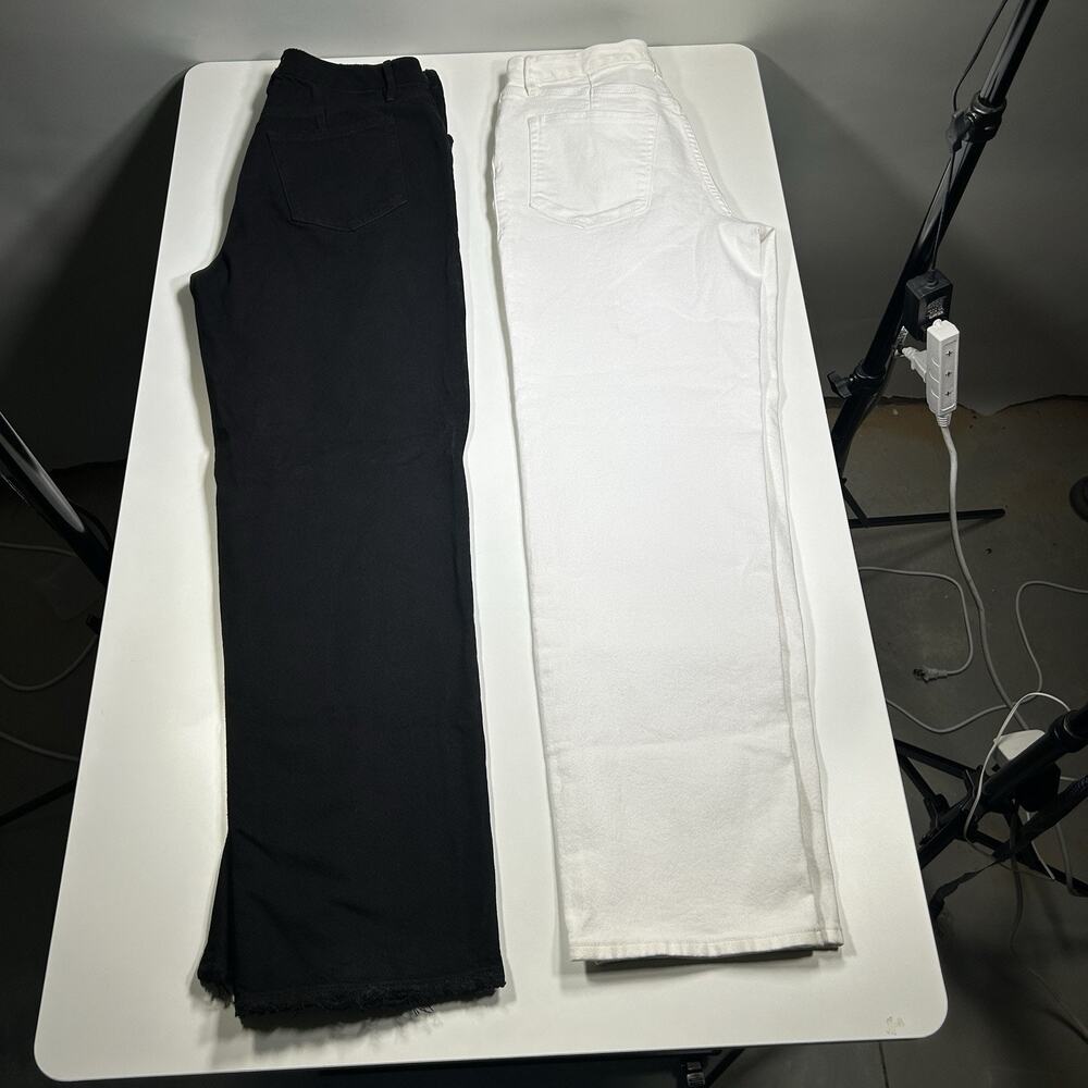 Good American Jeans Lot 2 Pair Black Distressed White Denim Women